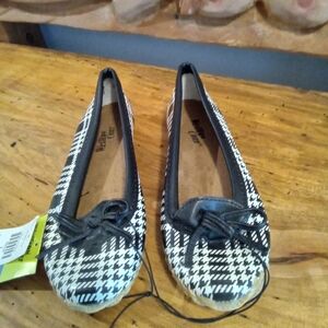 Western Chief Black & White Houndstooth Skimmer Flats Rain Shoes Size 7 NWT